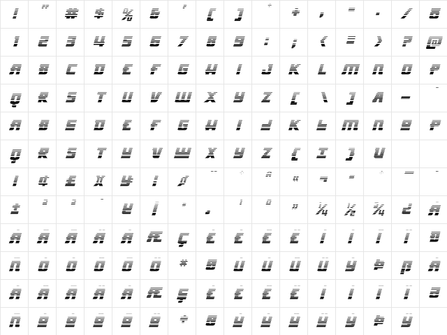 Hong Kong Hustle Gradient Italic Italic Character Map