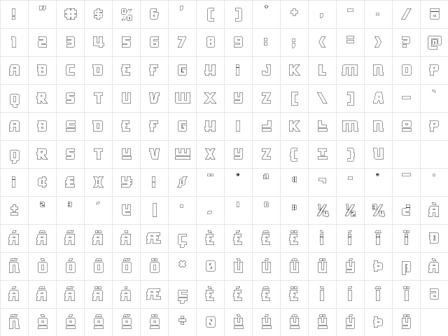 Hong Kong Hustle Outline Regular Character Map