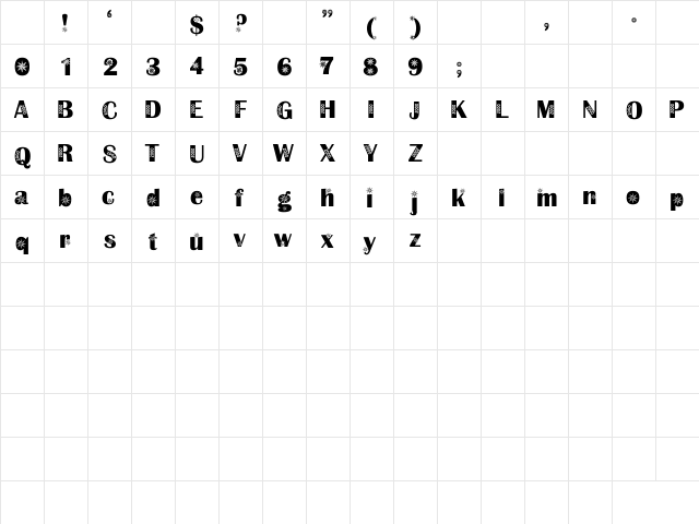 NewFont Regular Character Map NewFont Regular Character Map