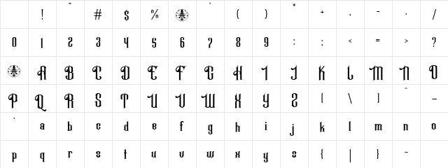 Hornbuckle Personal Use Only Regular Character Map