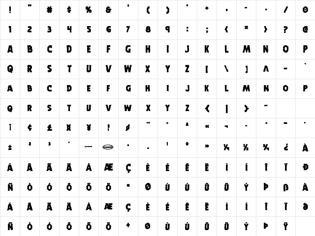 Horroween Bold Bold Character Map