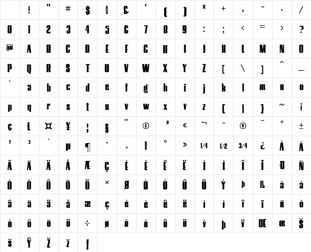 Hostil Trash Regular Character Map Hostil Trash Regular Character Map