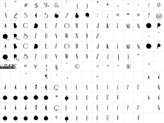 HOTEL PARADISO Regular Character Map