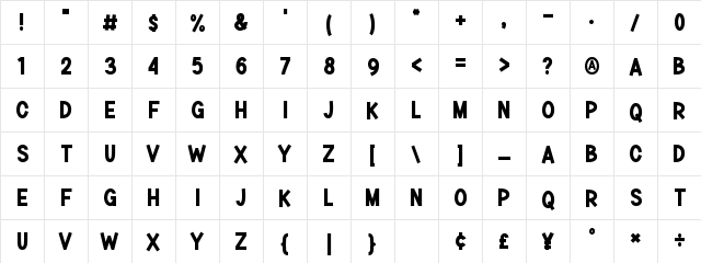Milo Glizler Regular Character Map