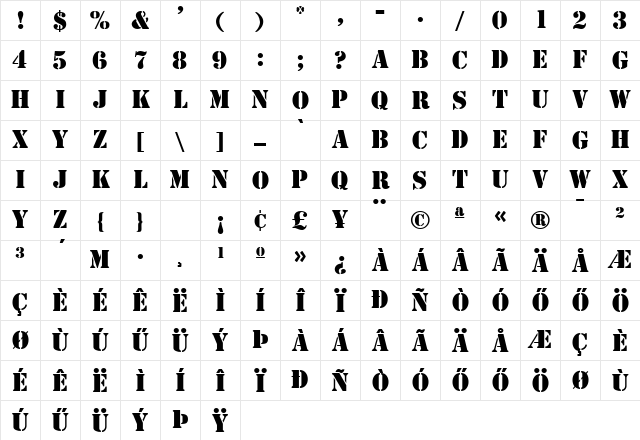 HStamp Normal Character Map