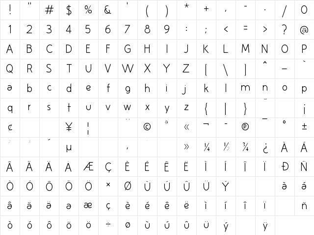 Huelic Light Character Map Huelic Light Character Map