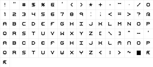 Mishmash ALT2 BRK Regular Character Map