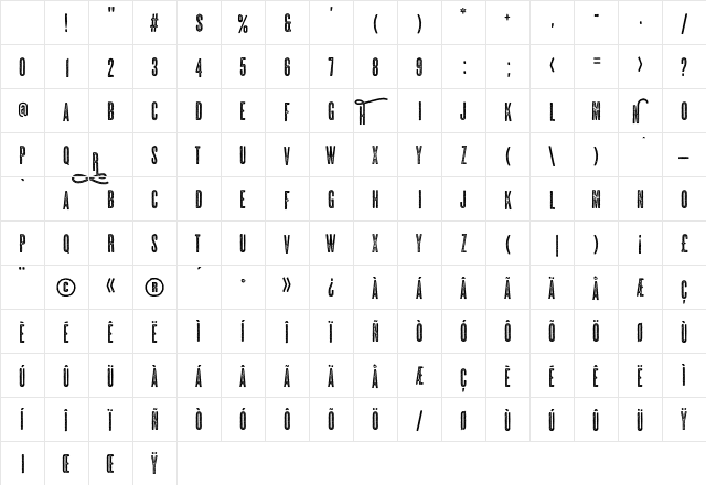 Huntress Regular Character Map