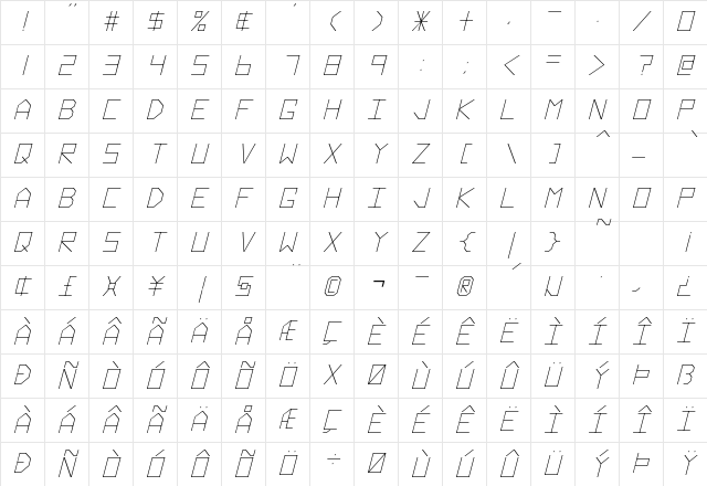 Hyperspace Italic Character Map Hyperspace Italic Character Map