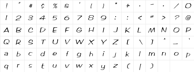 Iambus Oblique Character Map