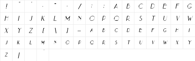 Ibex Oblique Character Map