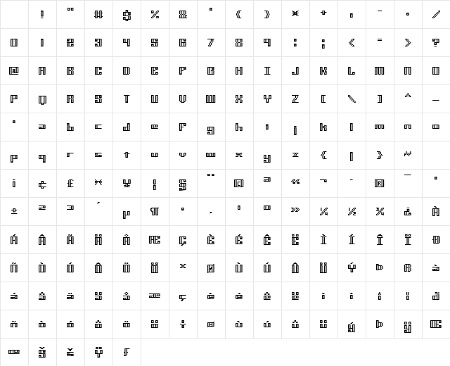 Mini Kaliber O TT (BRK) Regular Character Map