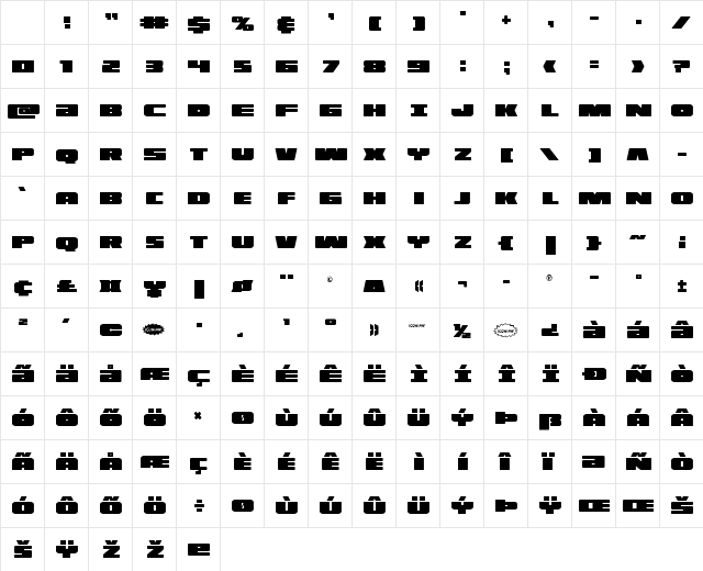 Illumino Condensed Character Map Illumino Condensed Character Map