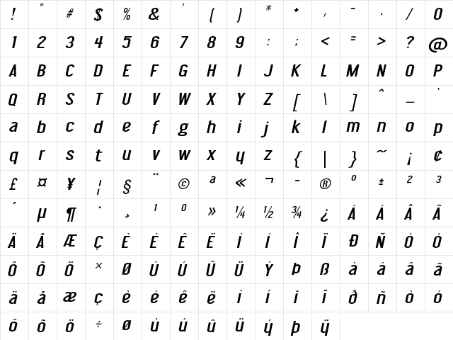 Impasto Regular Character Map