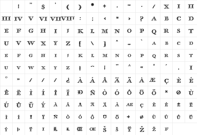 Imprenta Royal Nonpareil Trash Regular Character Map Imprenta Royal Nonpareil Trash Regular Character Map