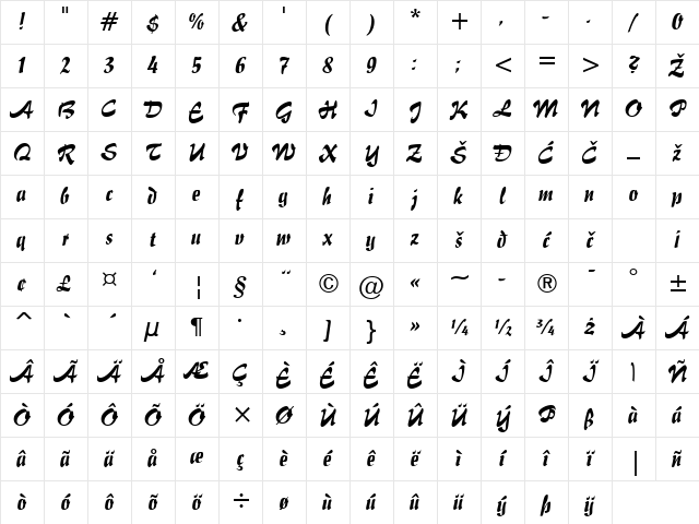 Impuls Regular Character Map Impuls Regular Character Map