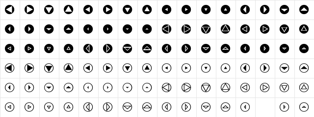 Mini Pics Directional RT Character Map