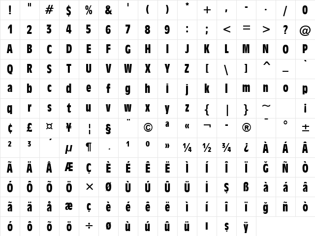 Incised901 BdCn BT Bold Character Map