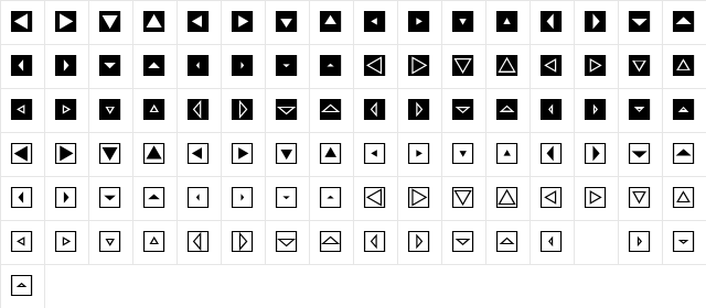 Mini Pics Directional ST Regular Character Map
