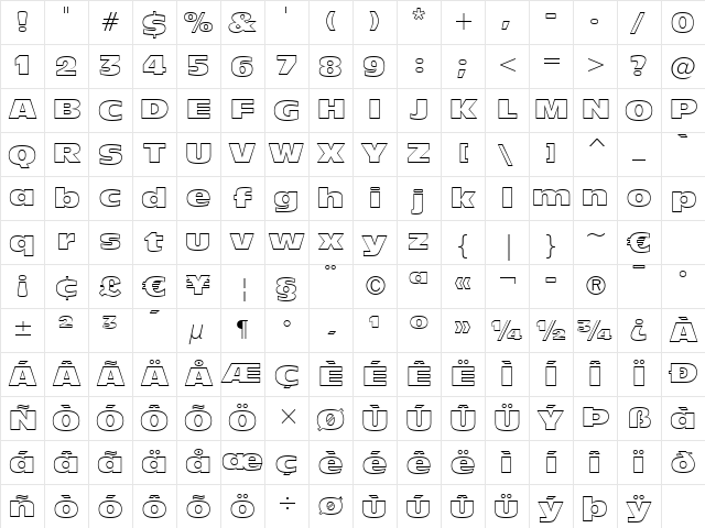 Incised901 NdOul BT Regular Character Map
