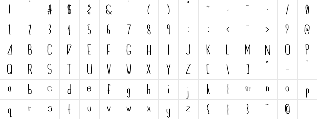 Indie Summer Bold Unfilled Character Map