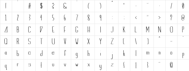 Indie Summer Medium Unfilled Character Map