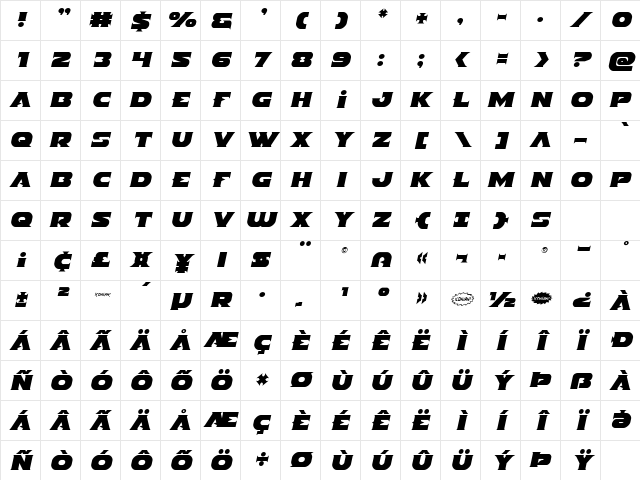 Indigo Demon Semi-Italic Semi-Italic Character Map