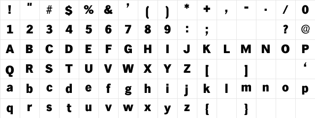 Indigo Regular Character Map