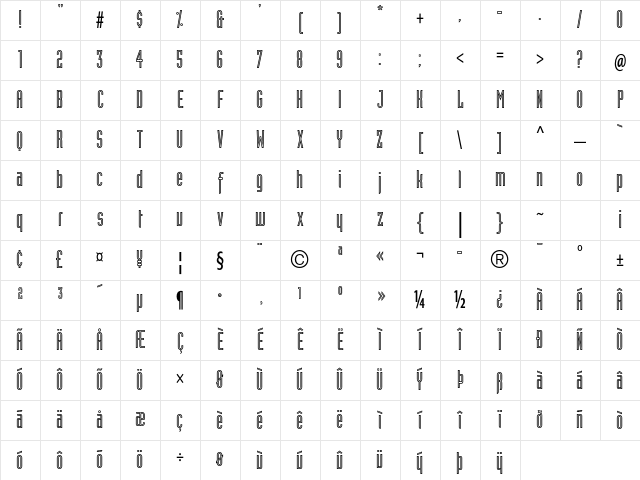 Industria LT Std Inline Character Map