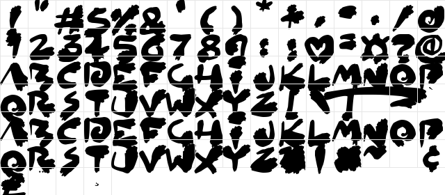Inked Out Regular Character Map