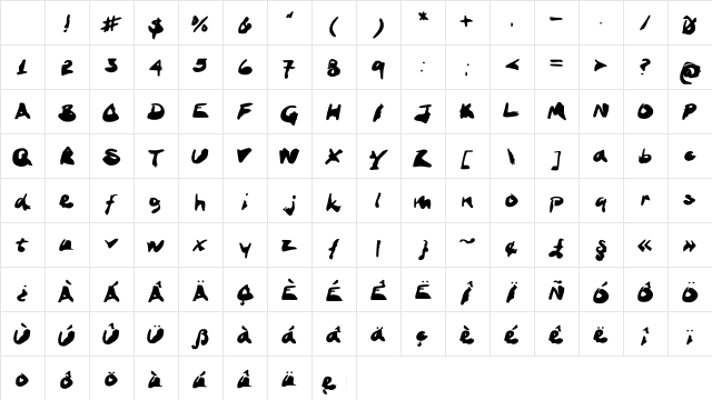 Ink Stand Character Map Ink Stand Character Map