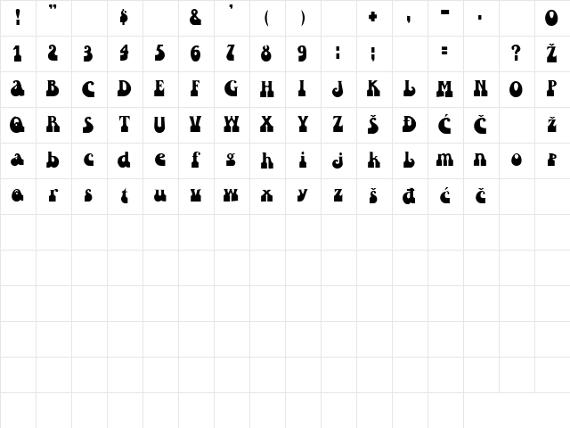 Inkwell Regular Character Map