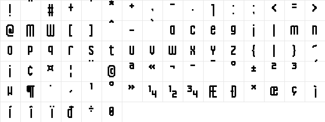 Inky Thin Pixels Regular Character Map