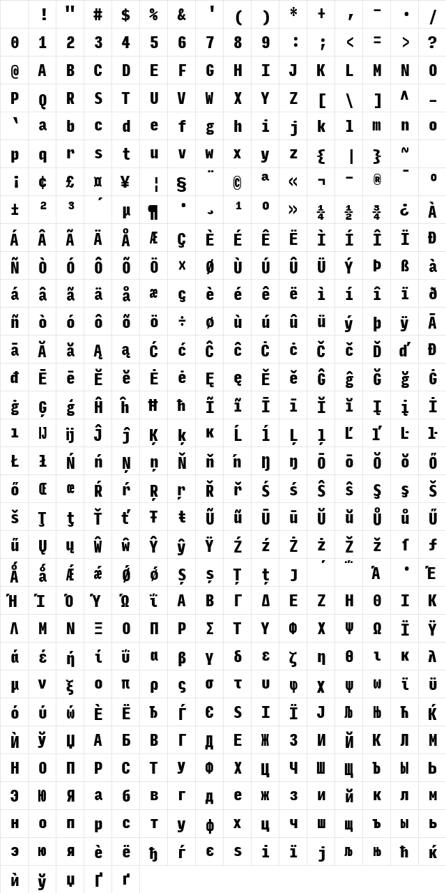 Input Mono Compressed Black Character Map