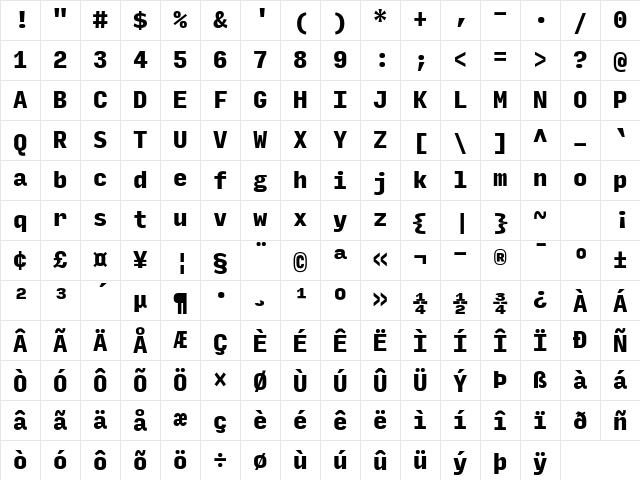 Input Mono Narrow Black Character Map Input Mono Narrow Black Character Map