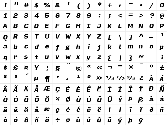 Input Sans Black Italic Character Map Input Sans Black Italic Character Map