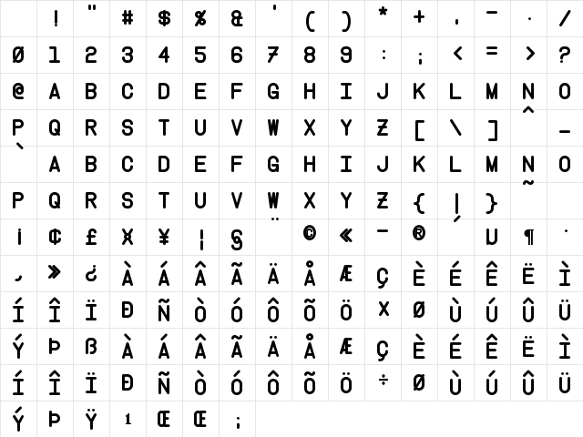 Instruction Bold Character Map Instruction Bold Character Map
