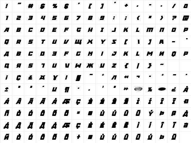 Kremlingrad Bold Italic Bold Character Map