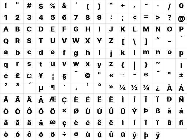 Inter Extra Bold Regular Character Map Inter Extra Bold Regular Character Map