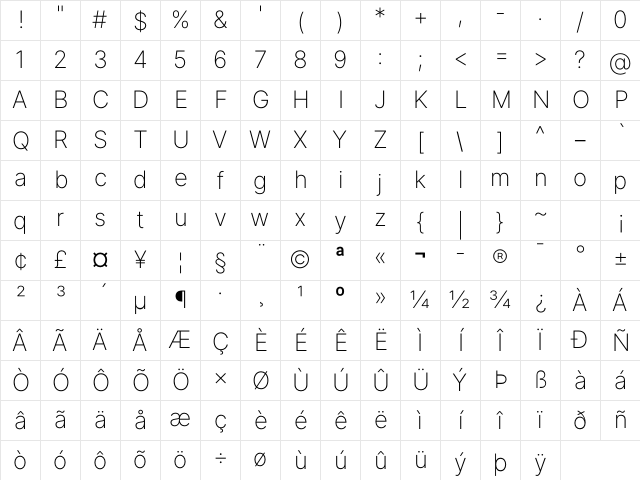 Inter Extra Light BETA Regular Character Map Inter Extra Light BETA Regular Character Map