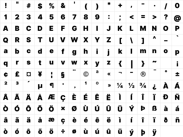 Inter UI Black Regular Character Map Inter UI Black Regular Character Map
