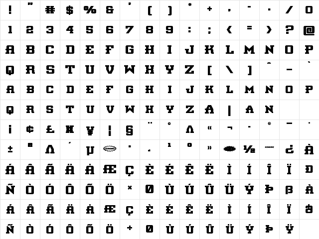 Interceptor Bold Bold Character Map Interceptor Bold Bold Character Map