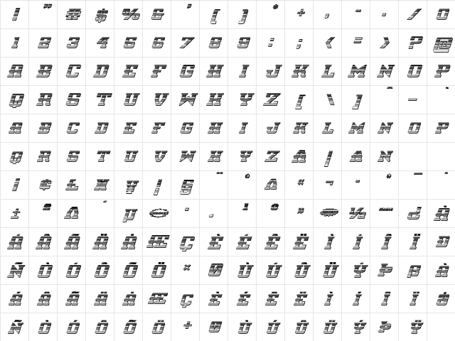 Interceptor Chrome Italic Italic Character Map