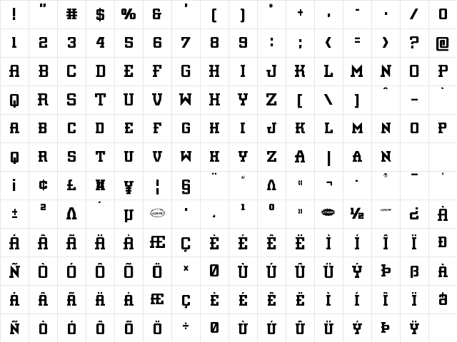 Interceptor Condensed Condensed Character Map Interceptor Condensed Condensed Character Map