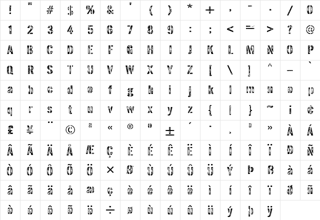 Interplanetary Crap Regular Character Map Interplanetary Crap Regular Character Map
