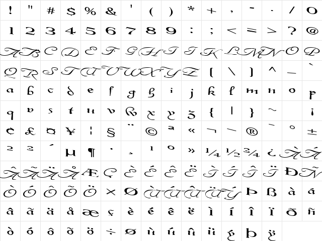 InterPlayText Regular Character Map