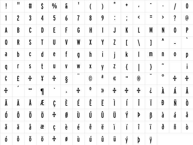 Interstate RegularCompressed Character Map Interstate RegularCompressed Character Map