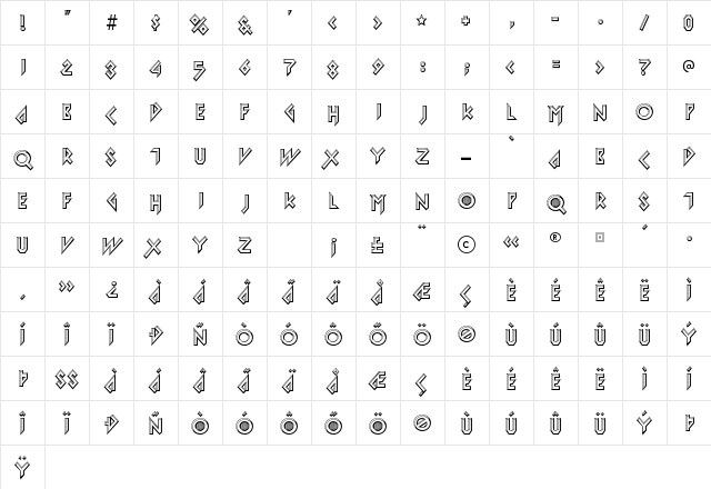 Iomanoid Regular Character Map
