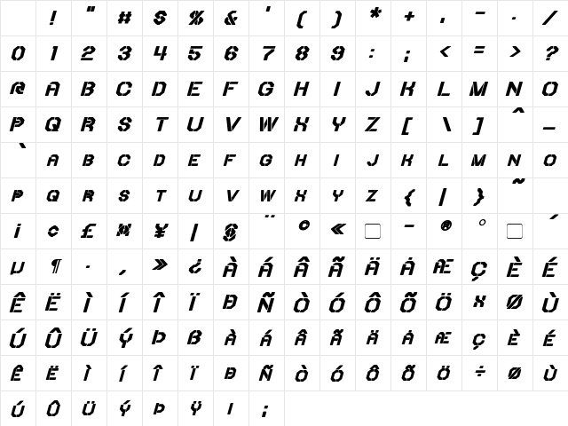 Iori Bold Italic Character Map Iori Bold Italic Character Map