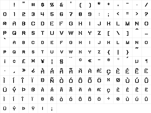 Iori Regular Character Map Iori Regular Character Map